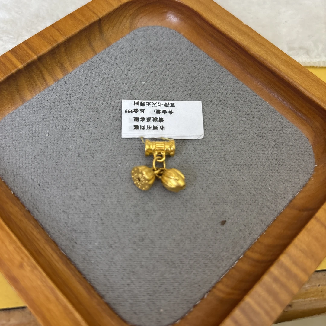B01048带管两世欢黄金足金999配件吊坠