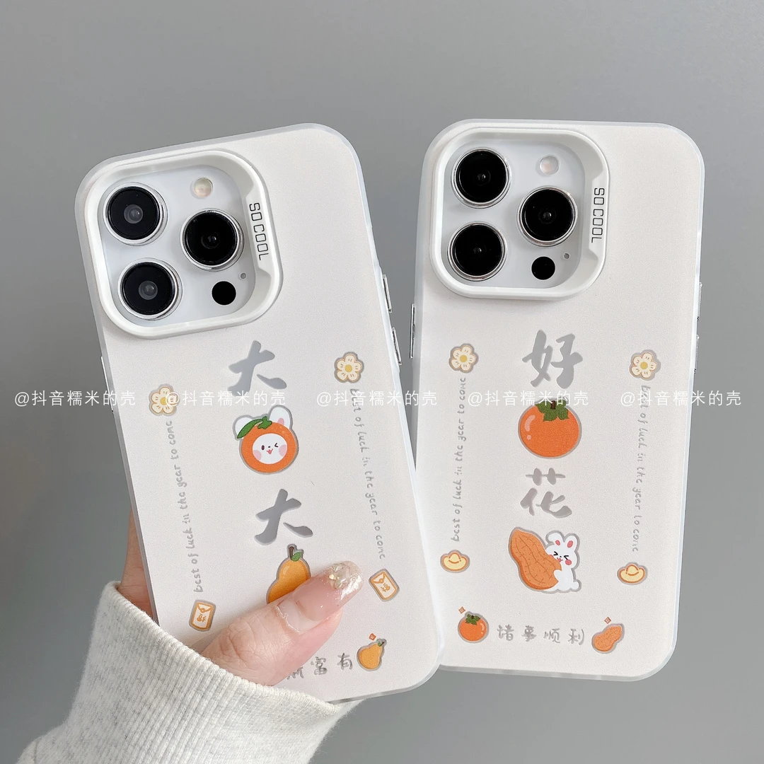 磨砂彩银适用iphone16promax苹果15/14/13华为小米手机壳大橘大利