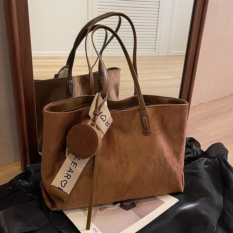 复古磨砂包包女大容量2025新款春夏百搭休闲单肩包上班通勤托特包