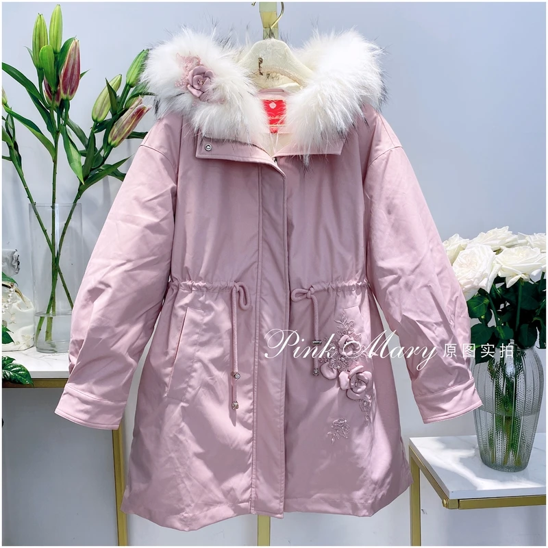 Pink Mary粉红玛琍连帽白鹅绒派克服羽绒服保暖女装PMALW740810