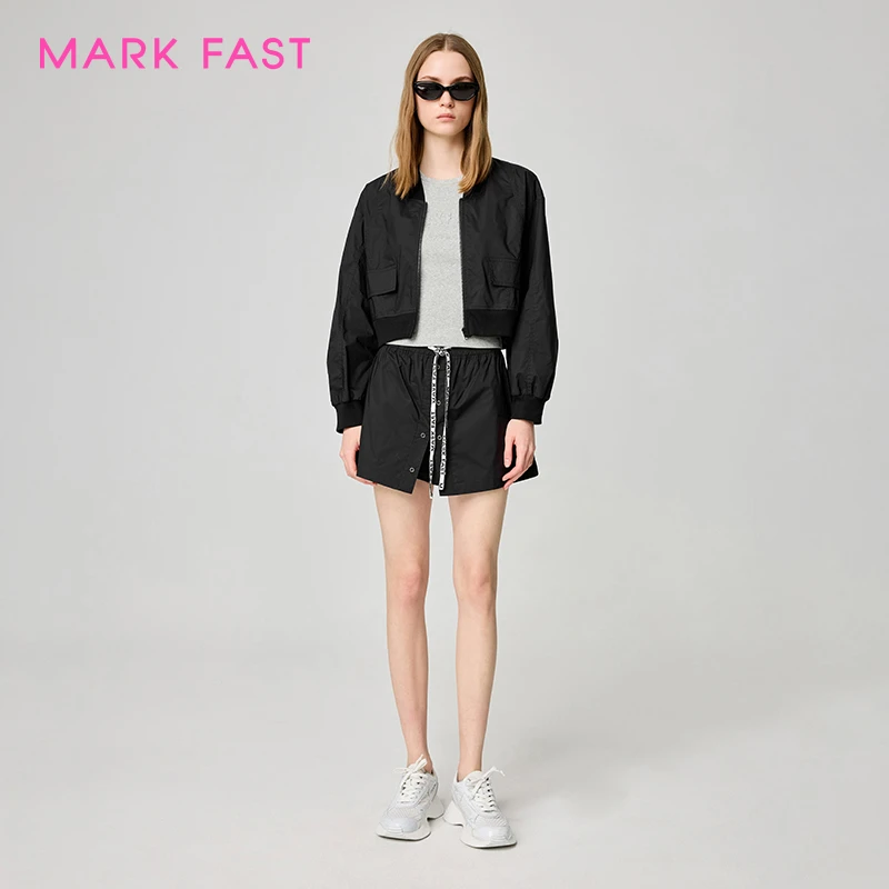 MARKFAST设计师品牌25年春季女轻薄短款棒球服外套M1FAW14460