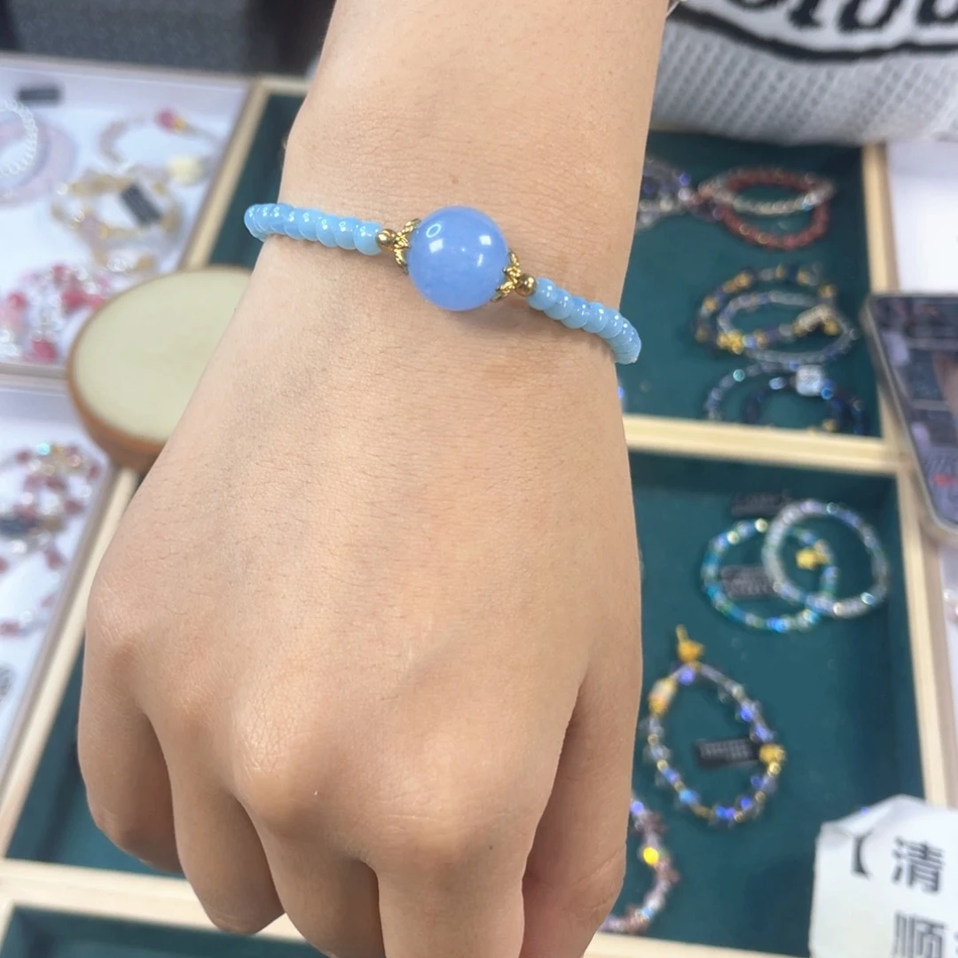 水晶手链银S925镀金镶嵌