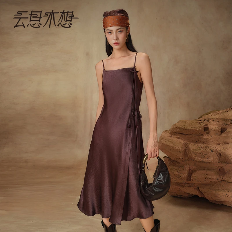 Ysimo-X云思木想 流光漫舞 100醋酸串珠吊坠优雅吊带连衣裙13498