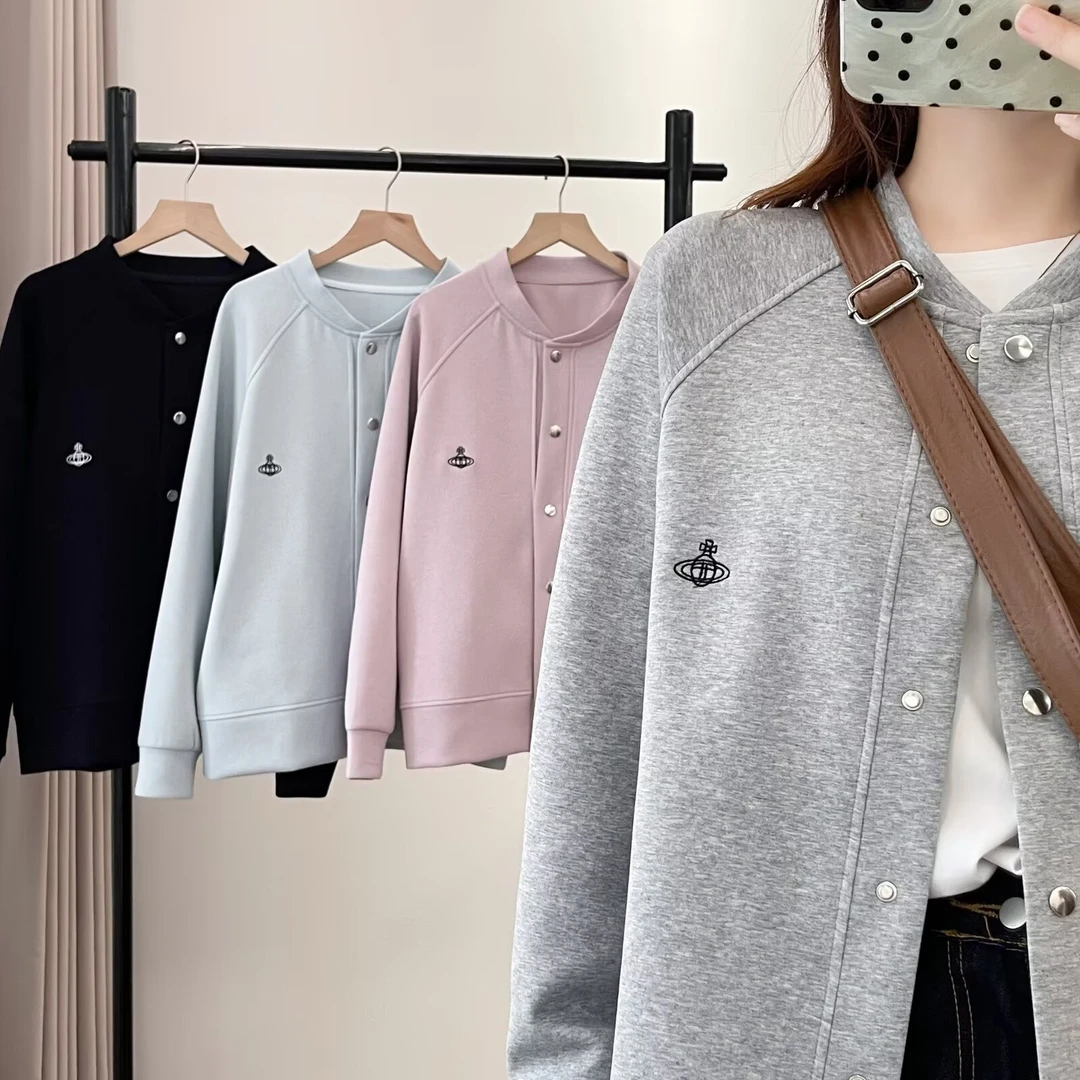 大码女装秋季新款韩版圆领刺绣棒球服女微胖MM遮肉显瘦外套上衣