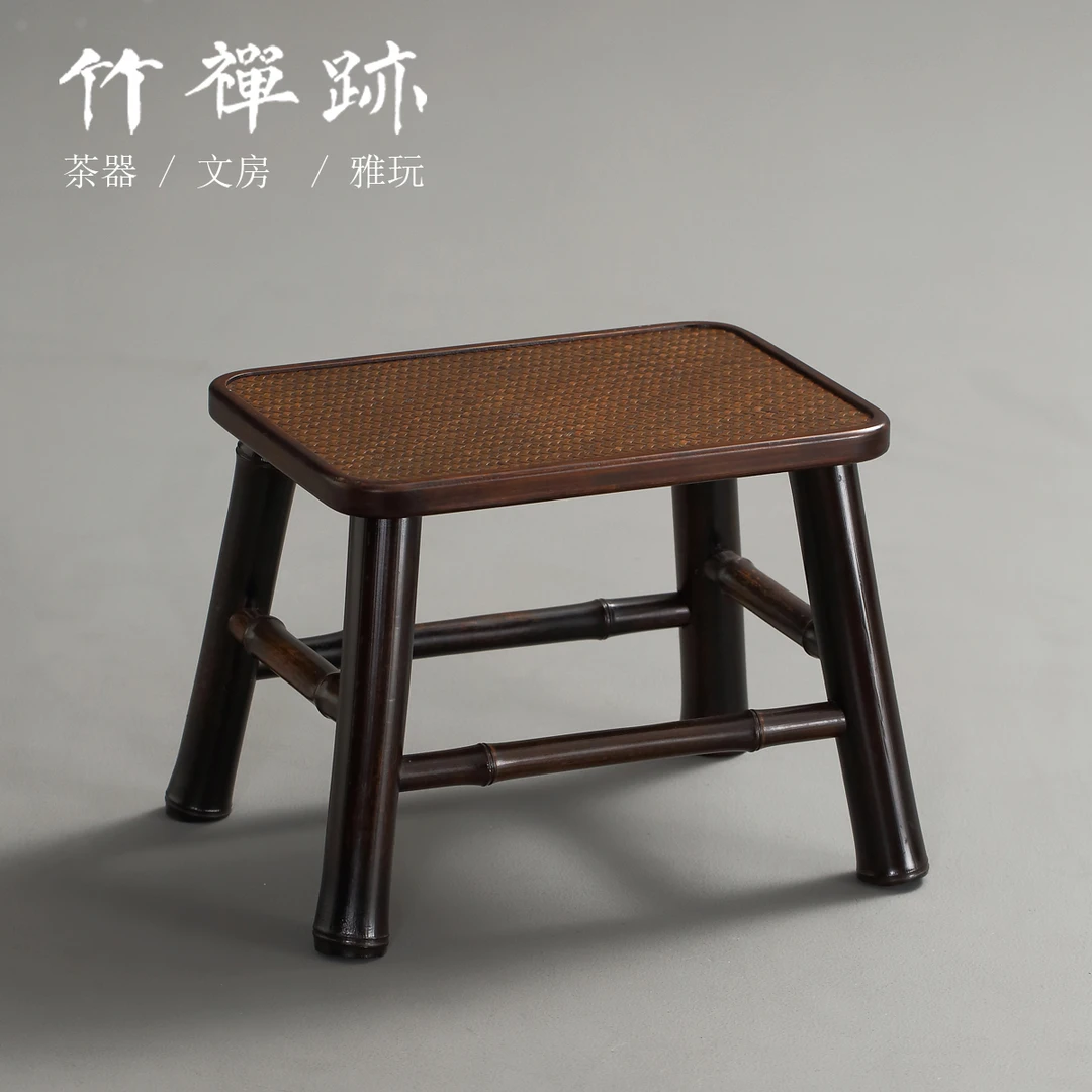 竹禅迹|紫竹简约竹编方凳 椅子梳妆凳子客厅小餐凳茶凳家用板凳