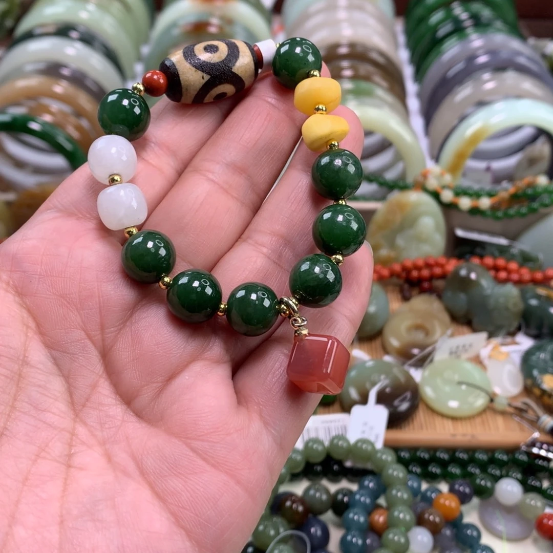 和田玉未镶嵌手链卡12