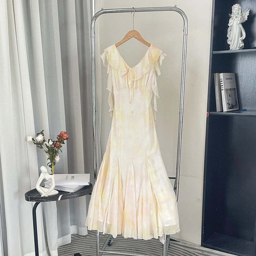 拉夏贝尔2025年夏季新款法式名媛修身气质百搭连衣裙 16544 JCK