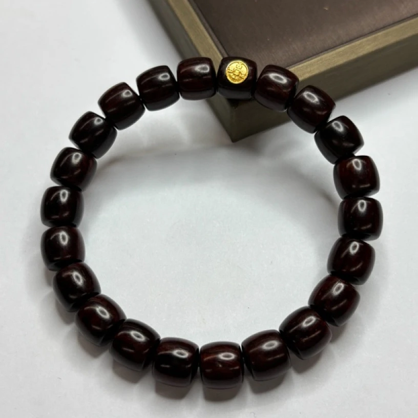 A140 印度小叶紫檀配银镶嵌手串9*10mm