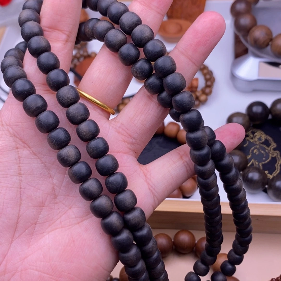 路***瞧檀香木手串/手链0809焦糖沉水瑕疵阴沉正区老山檀