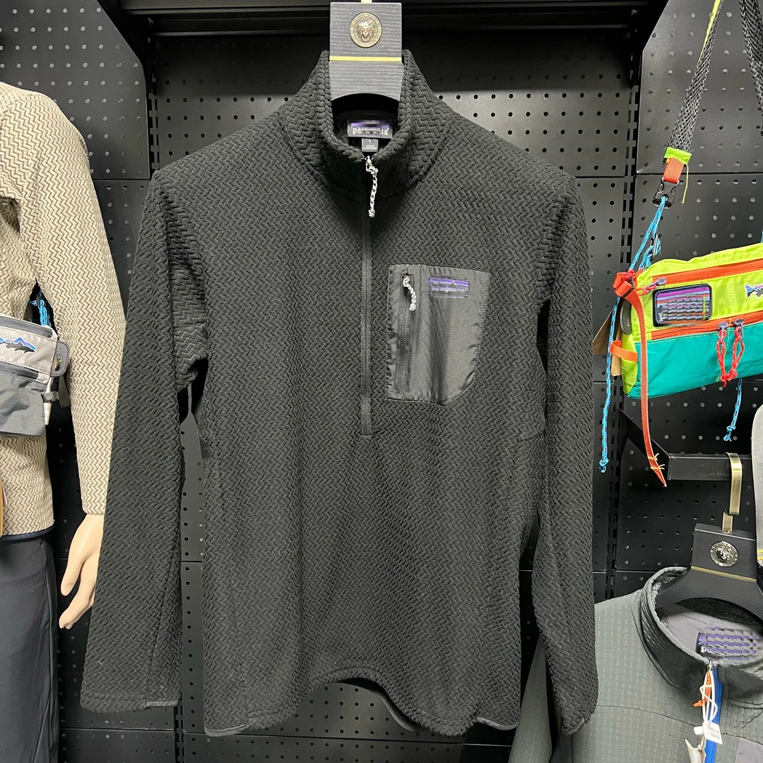 R1AR春秋户外男子水波纹立领保暖舒适抓绒半拉链款套头抓绒