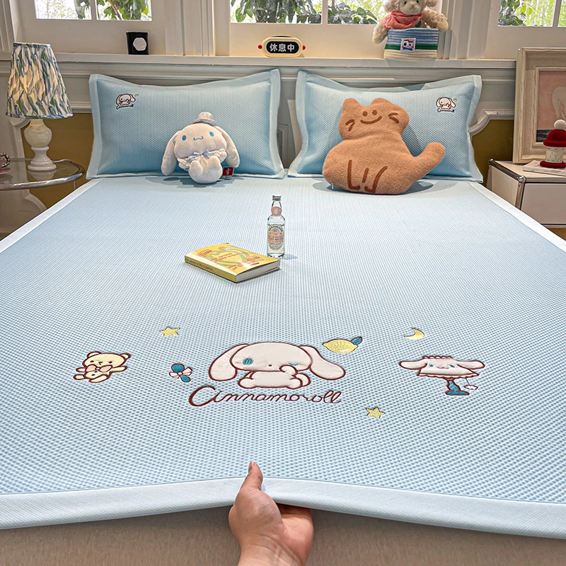 Aa类夏季PE提花刺绣凉席清爽透气空调软席子宿舍单人凉席床上用品