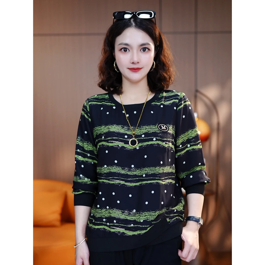 墨夜星序-秋季新款高贵轻奢休闲洋气高级女士百搭时尚T恤上衣显瘦