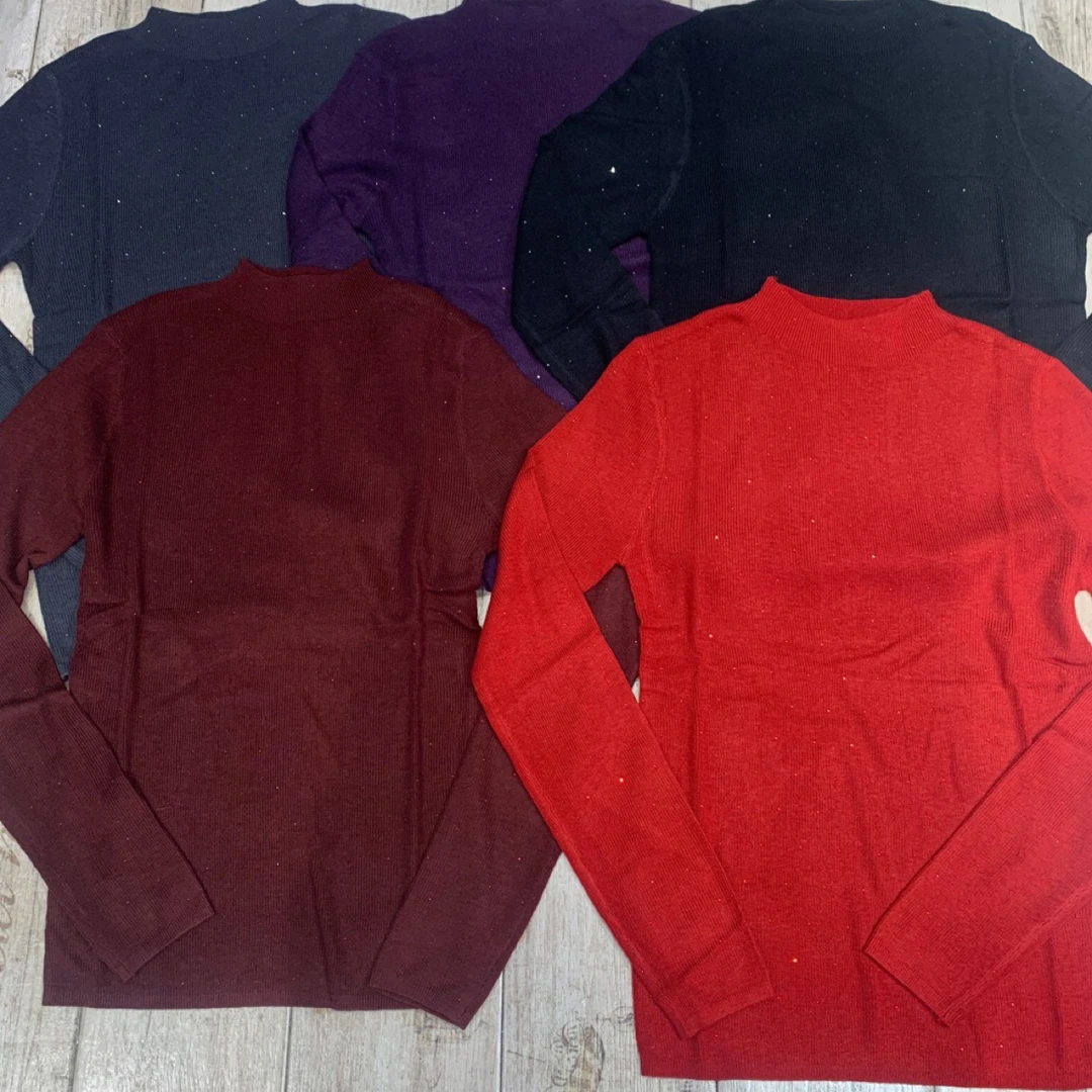 南韩高货满天星半高领长袖红色时尚套头网红百搭毛衣打底衫上衣