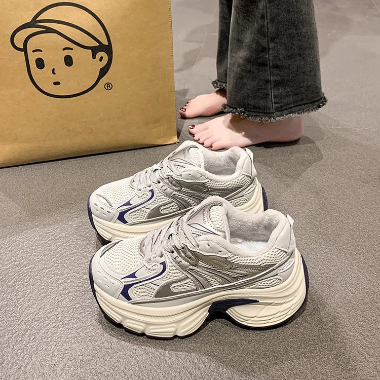 炸街小个子增高加绒女秋冬季网面百搭透气女士阔腿裤必备鞋鞋子