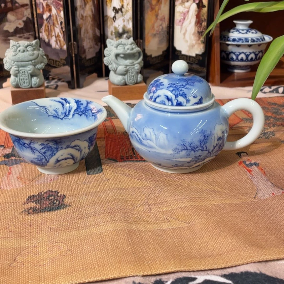 y*秋清欢柴窑，青花雪景壶980加杯750