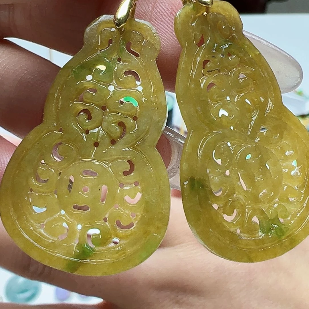 翡翠耳饰银S925镶嵌天然缅甸A货翡翠