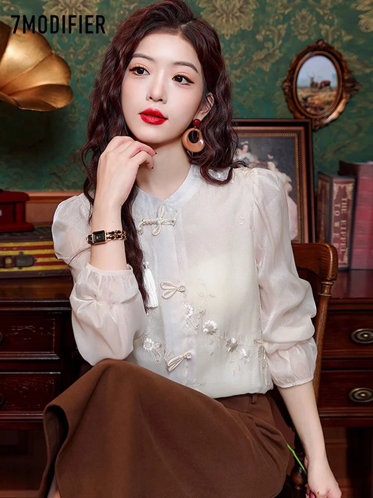 【大眼妹专属】气质2218新中国风刺绣2025春季新款国风宽松显瘦小衫