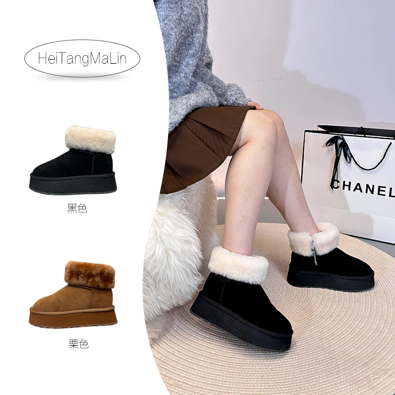 厚底雪地靴女款爆款2024新款秋冬皮毛一体