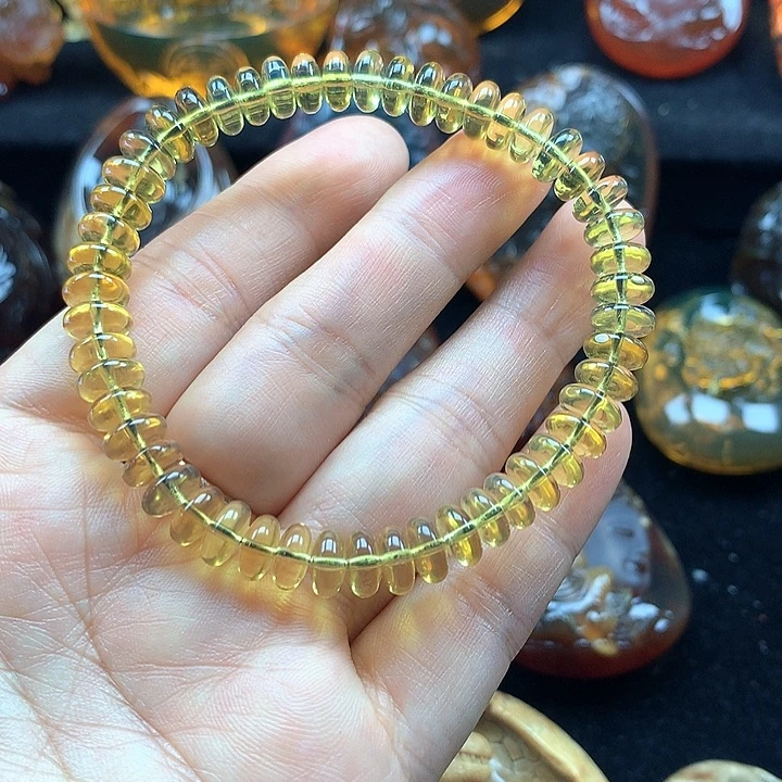 琥珀未镶嵌手串蓝珀算盘珠手串