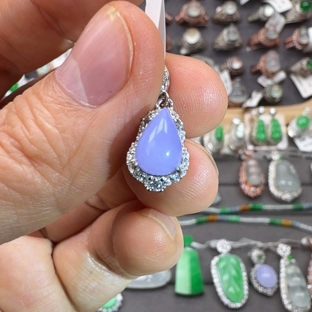 翡翠银S925镶嵌戒指天然缅甸翡翠A货