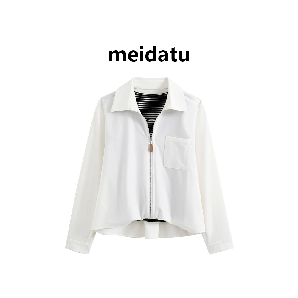 （破价款）条纹内搭拉链衬衫假两件（小个子版）bk2820-9