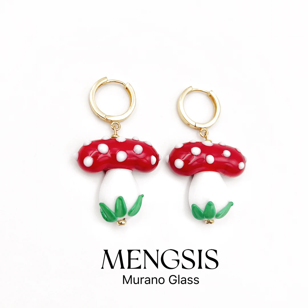 意大利Murano穆拉诺琉璃 蘑菇系项链耳饰-安吉拉 12.19