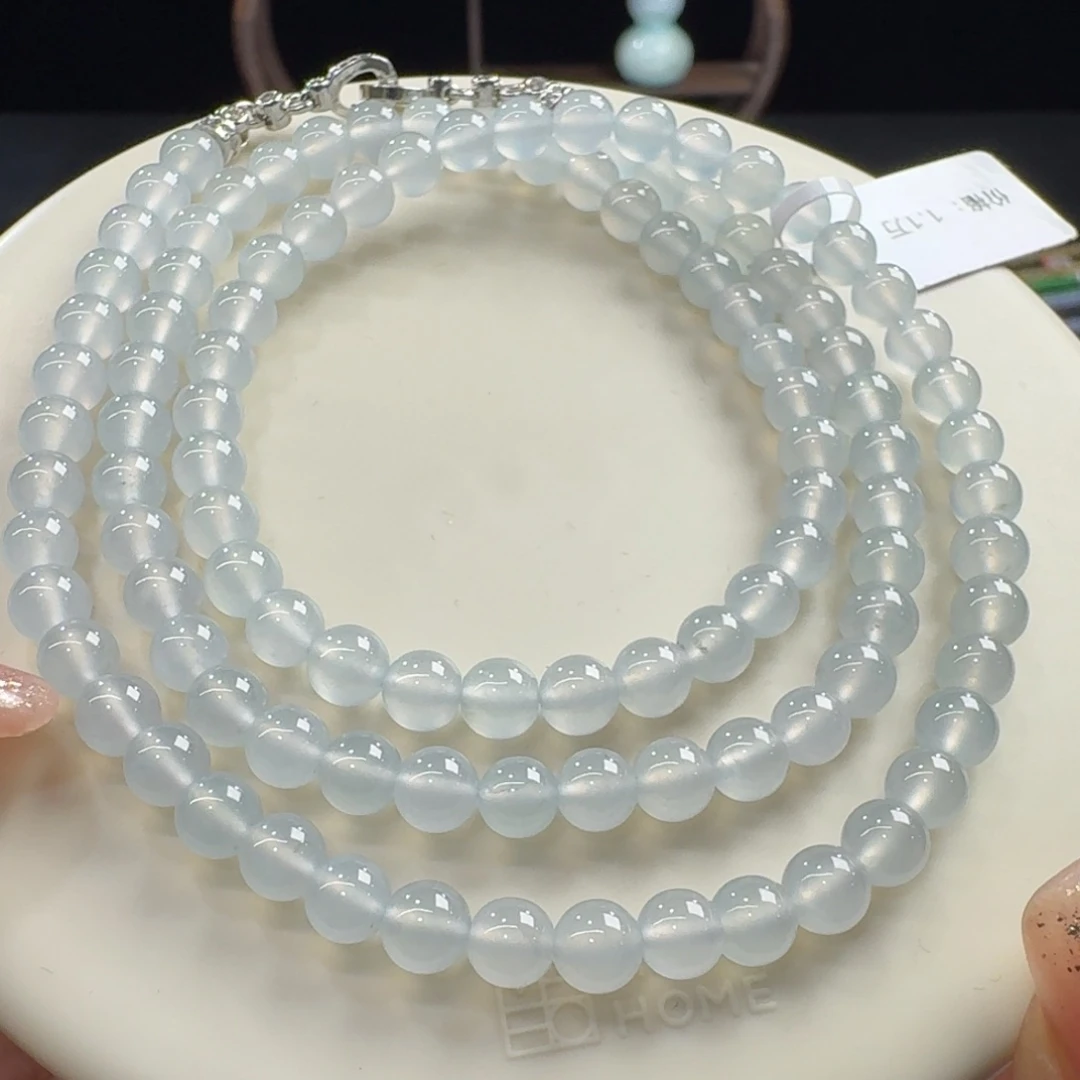 未镶嵌手串翡翠木纳小高冰果冻淡蓝卡5.8性价比高！