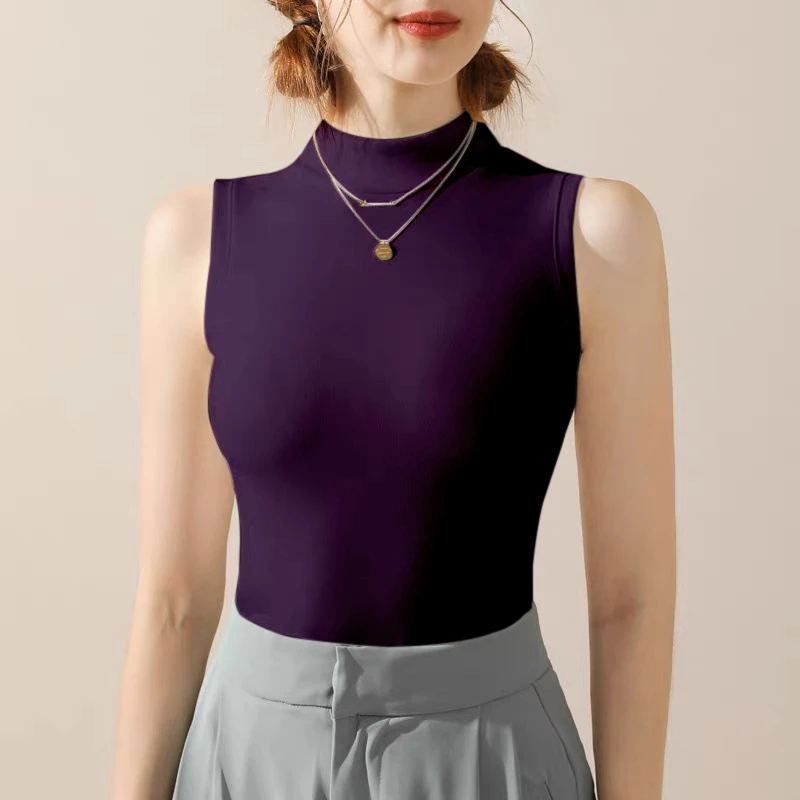 2026秋冬新款保暖修身显瘦无袖吊带背心百搭立领双面德绒上衣女潮