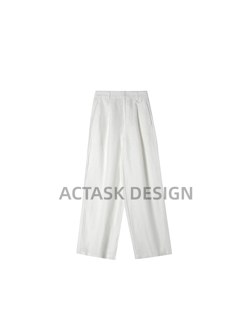 【老板专属】ACTASK品牌100%真亚麻劳拉风直筒阔腿裤来自欧美法国