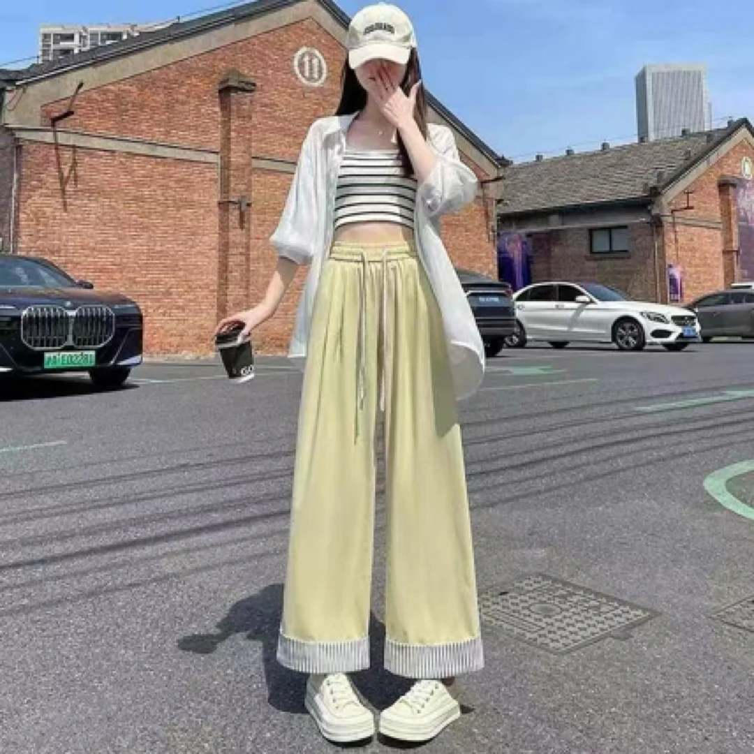 爆款经典条纹阔腿裤