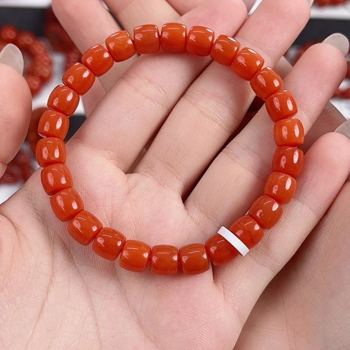 南红玛瑙未镶嵌保山柿子红满肉7mm精工直切