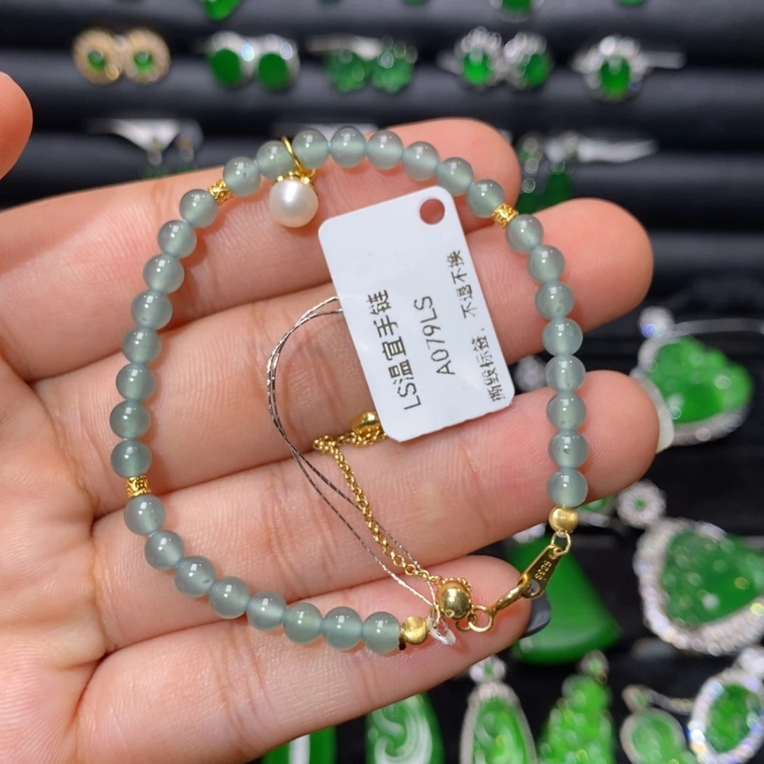 银S925镀金镶嵌手链翡翠天然翡翠