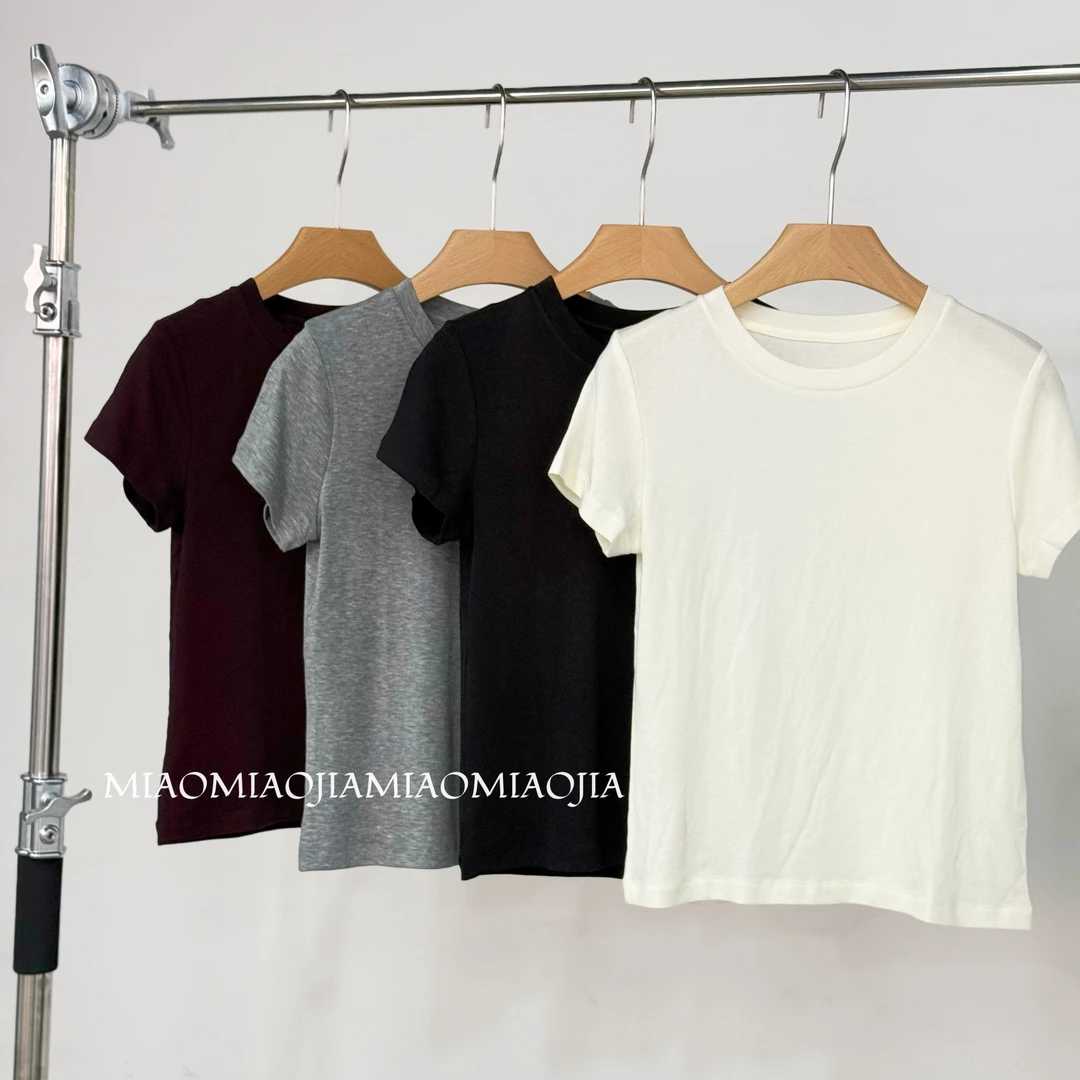 /苗苗家/『无法复制』软糯凉感百搭圆领T恤软糯上衣女