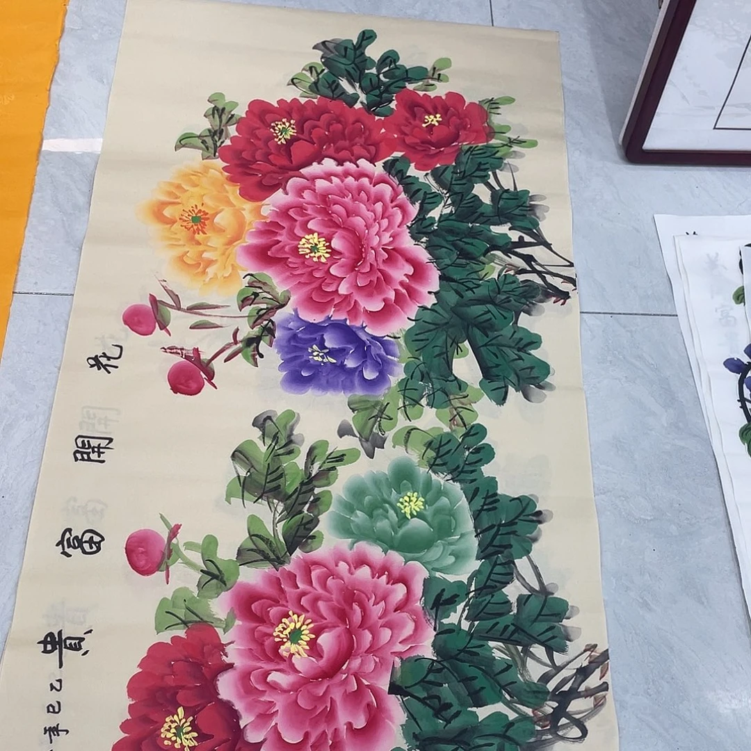 国画国画作品原稿四尺横幅仿古五彩