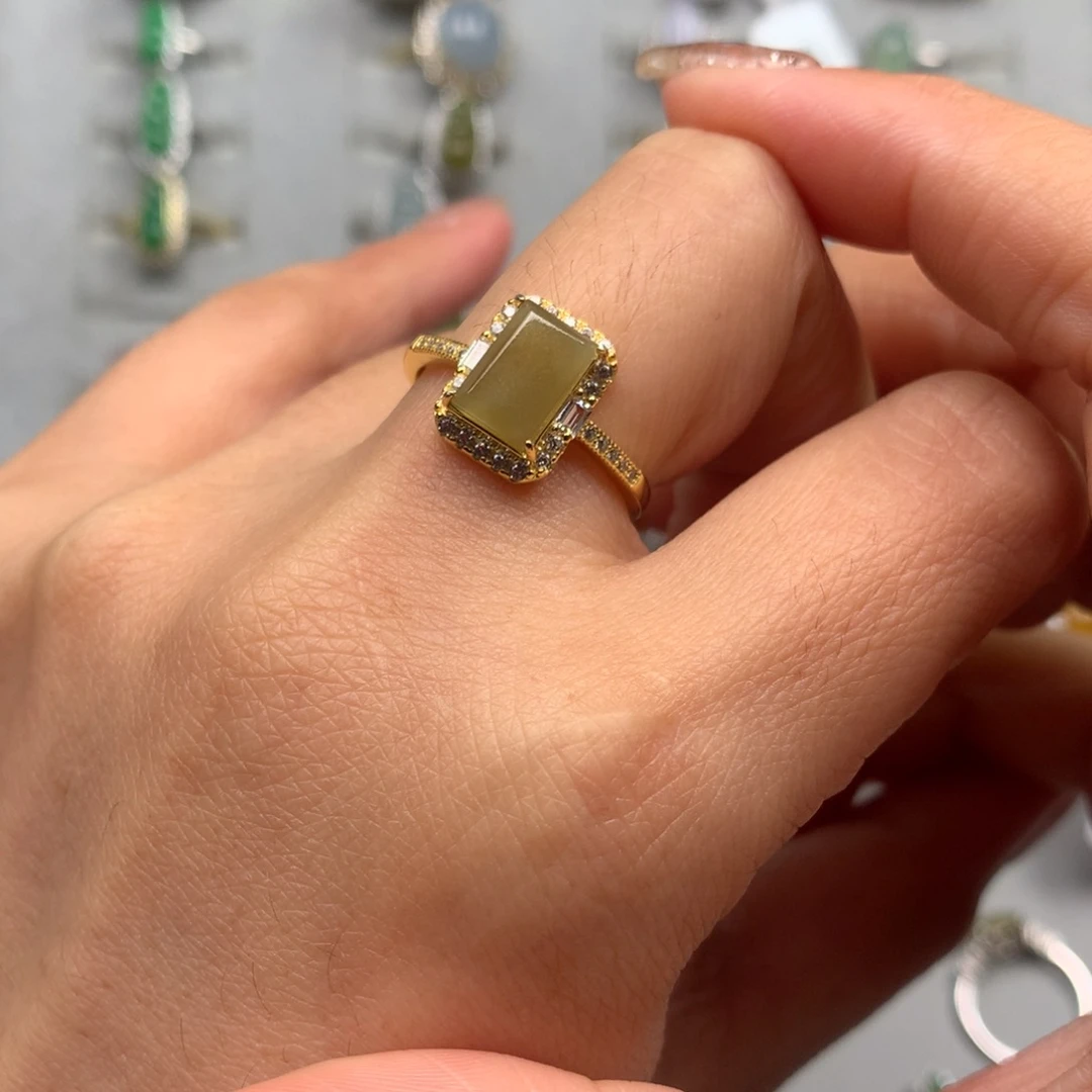 翡翠银S925镶嵌戒指戒指