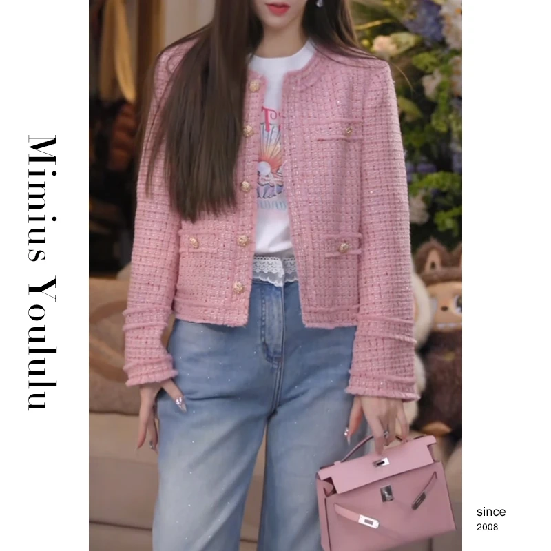 【mimius】&喵喵 小香风粗花呢圆领短款外套 G02230