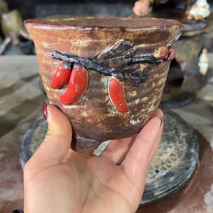 福利手工粗陶高温花器