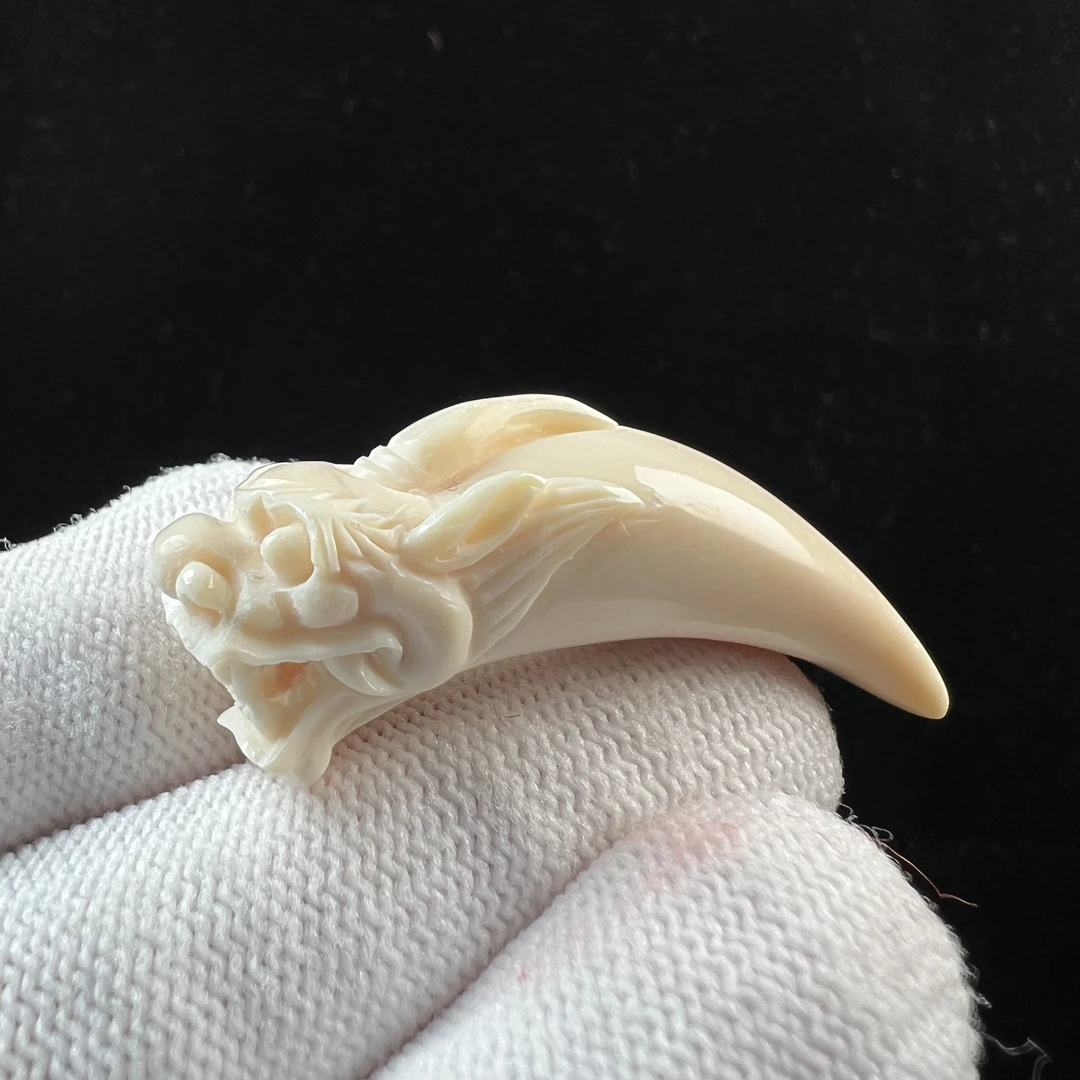 K5512天然猛犸牙雕刻 龙牙尖 13*46mm支持鉴定 假一罚四