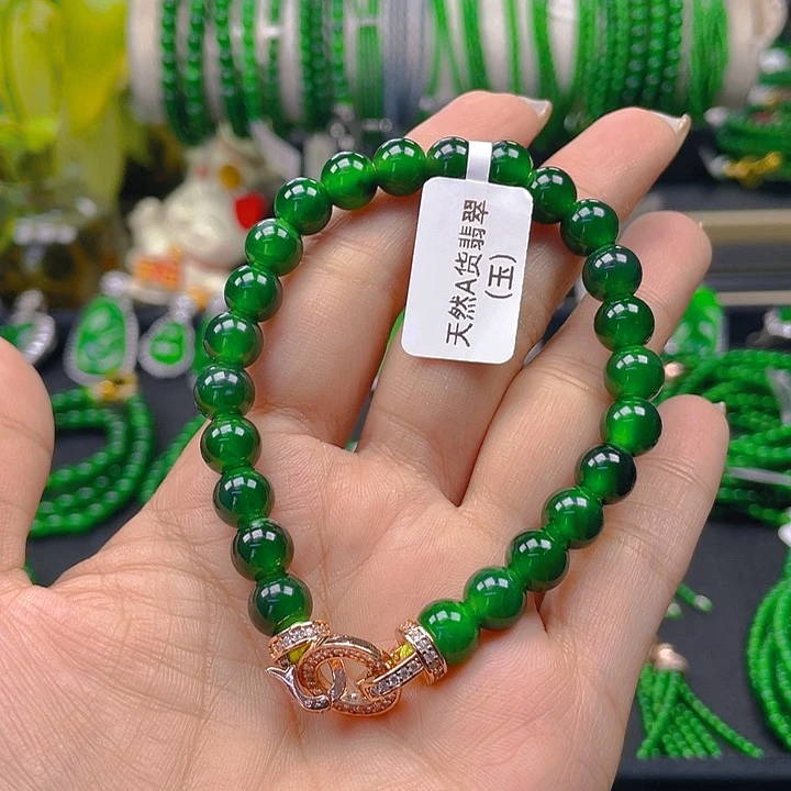 未镶嵌手链翡翠翡翠冰辣绿8