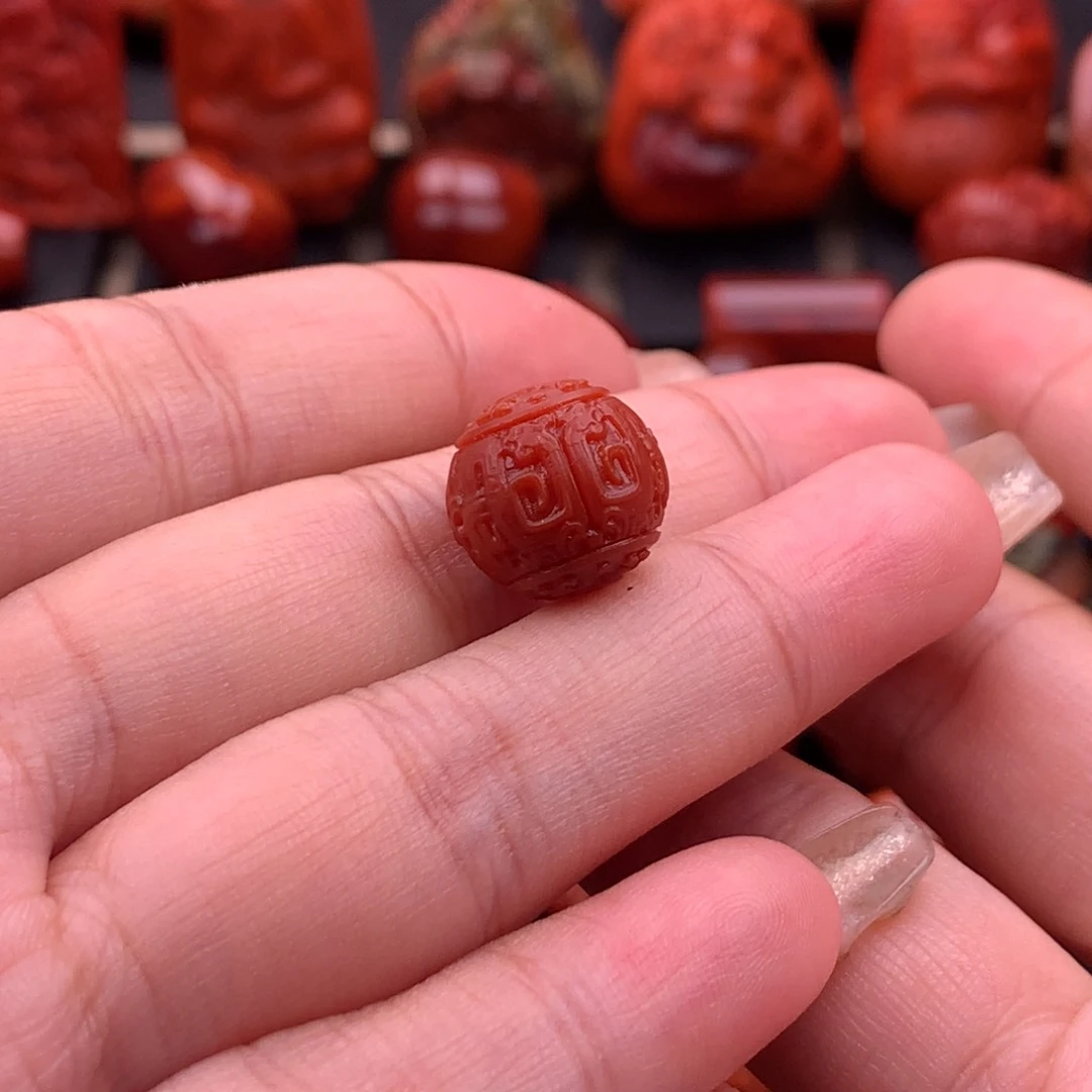 南红玛瑙南红川料原矿高品青铜纹圆珠13.5mm未W****叁