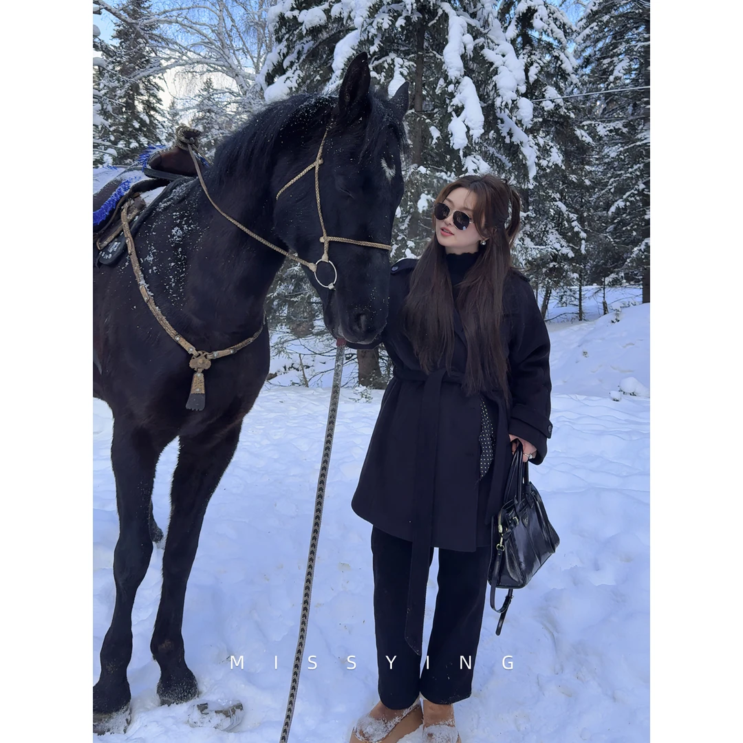 应小姐【拿破仑】微胖大码显瘦韩版冬季保暖加厚宽松羽绒内胆呢大衣