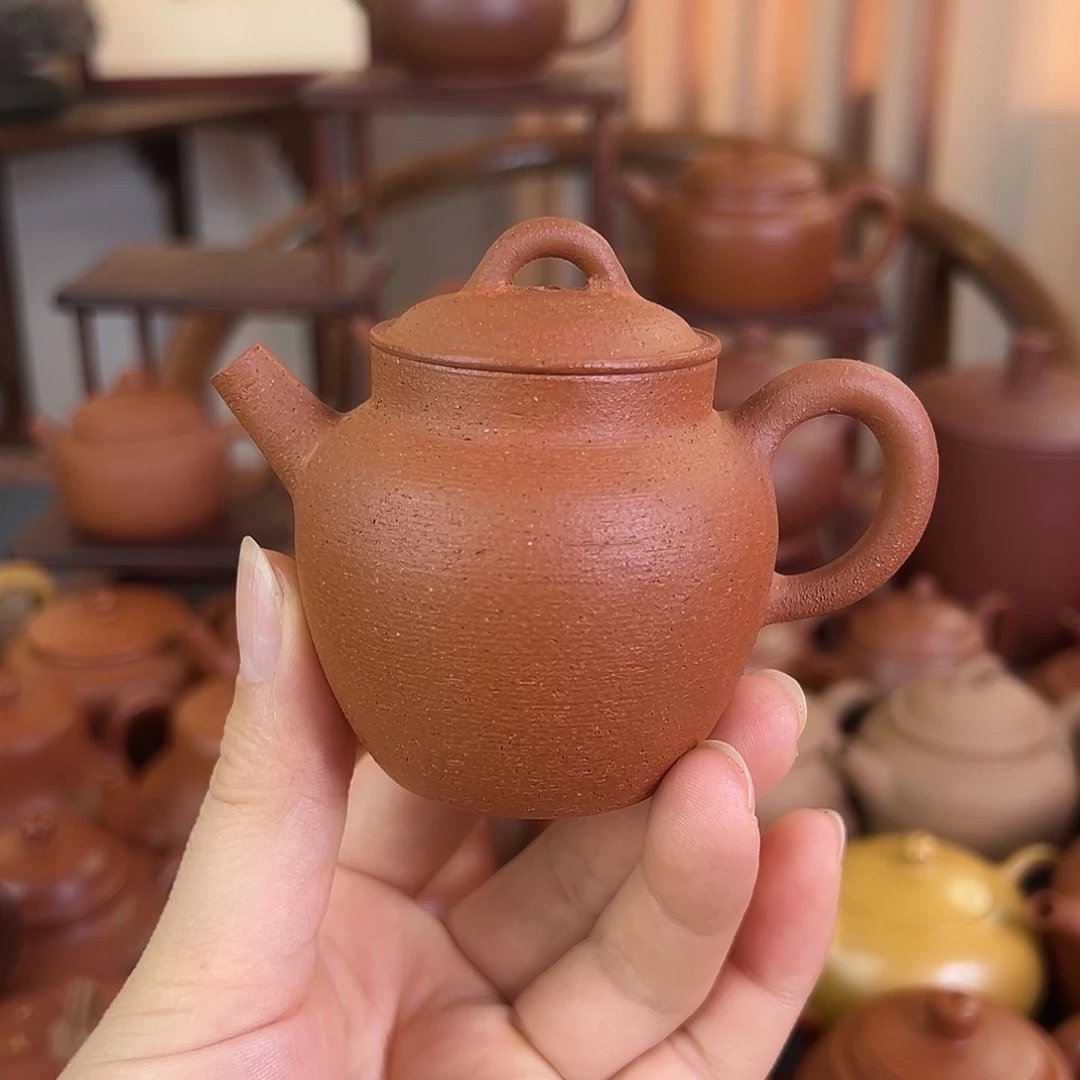 茶壶紫砂精品原矿 慕古 鱼籽朱泥 全手工手拉 壶 100cc