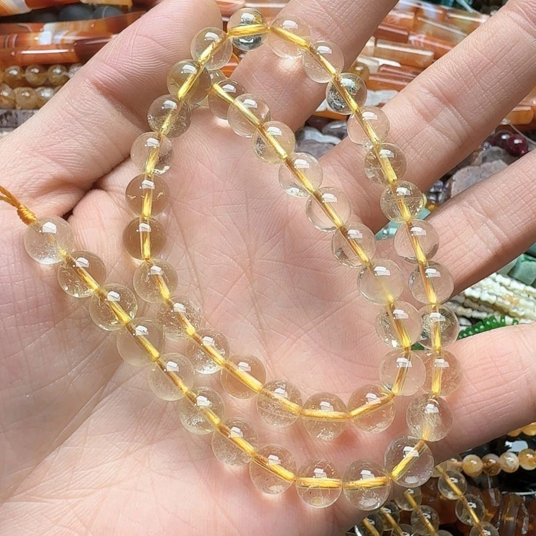 玛瑙/玉髓合金珠宝半成品一条8mm黄水晶