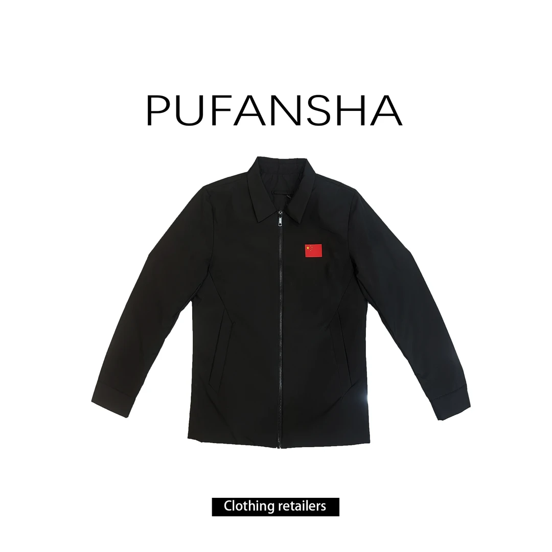 25118-5春季新款2025翻领行政夹克拉链男士修身薄棉商务休闲外套