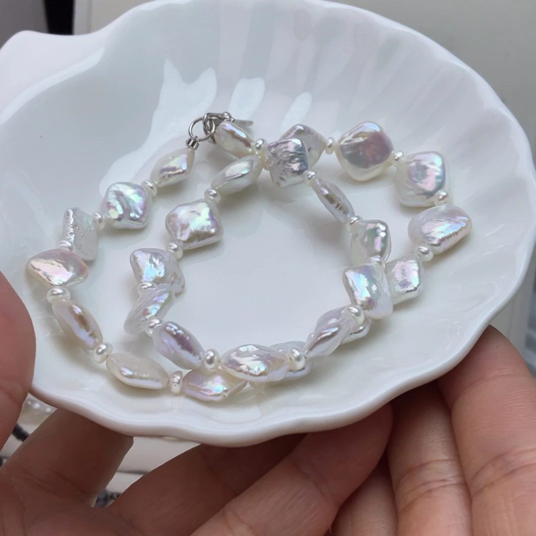 颈饰银S925镶嵌淡水珍珠