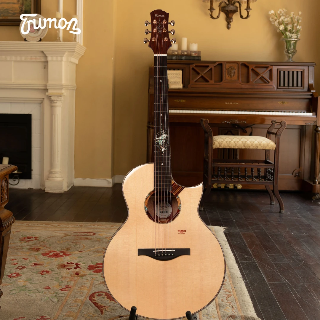 TRUMON楚门新一代全单板民谣吉他初学者海豚物语41寸专业加振电箱