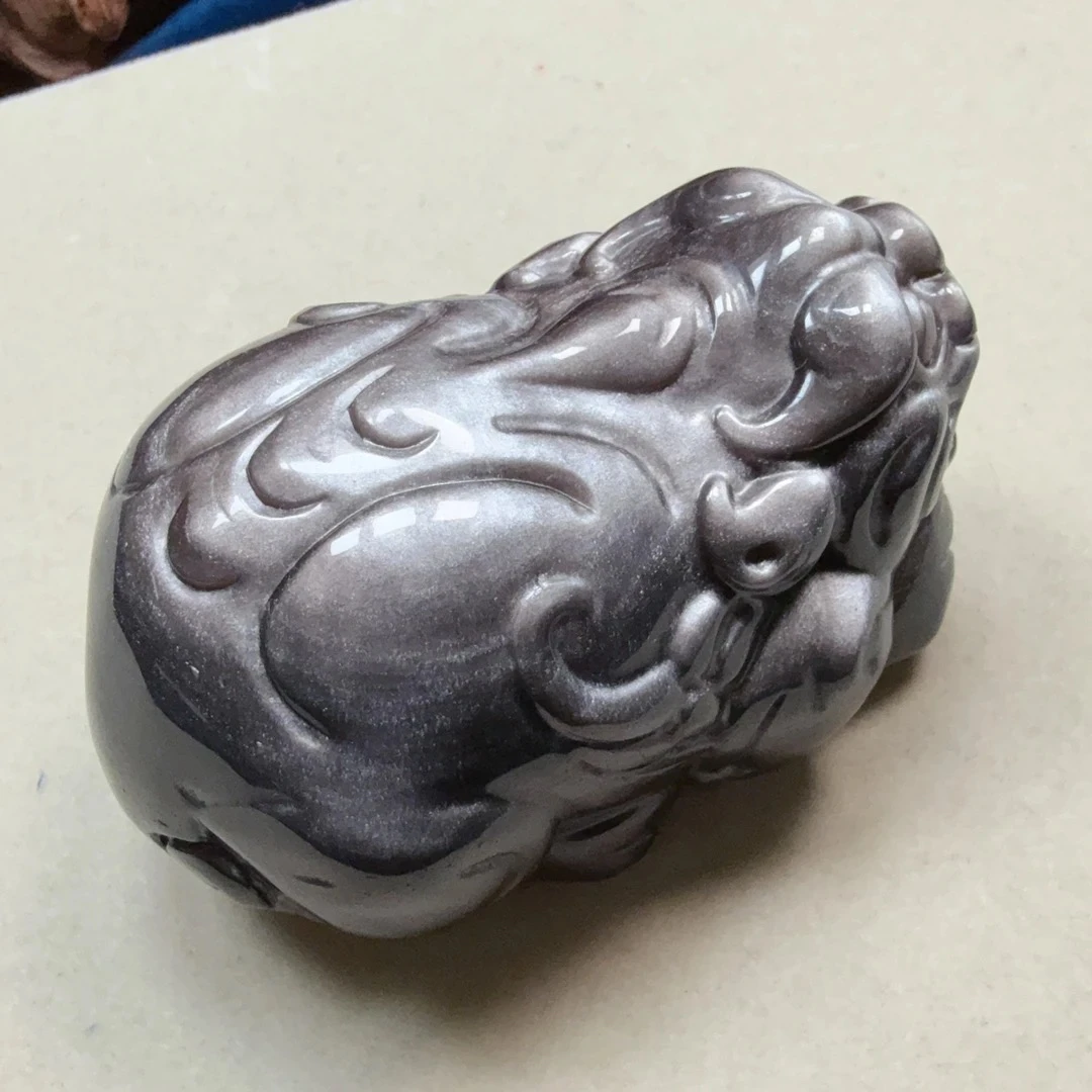 【伟伟鉴定】黑曜石 貔貅 摆件（银色）79/52/47