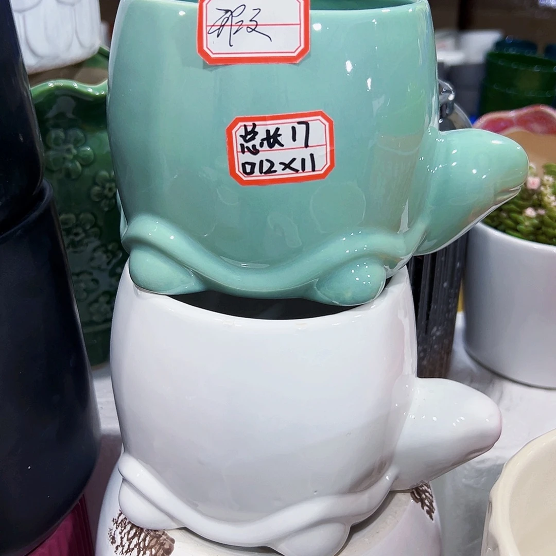 有孔外贸尾单陶瓷花盆凑单10米包邮