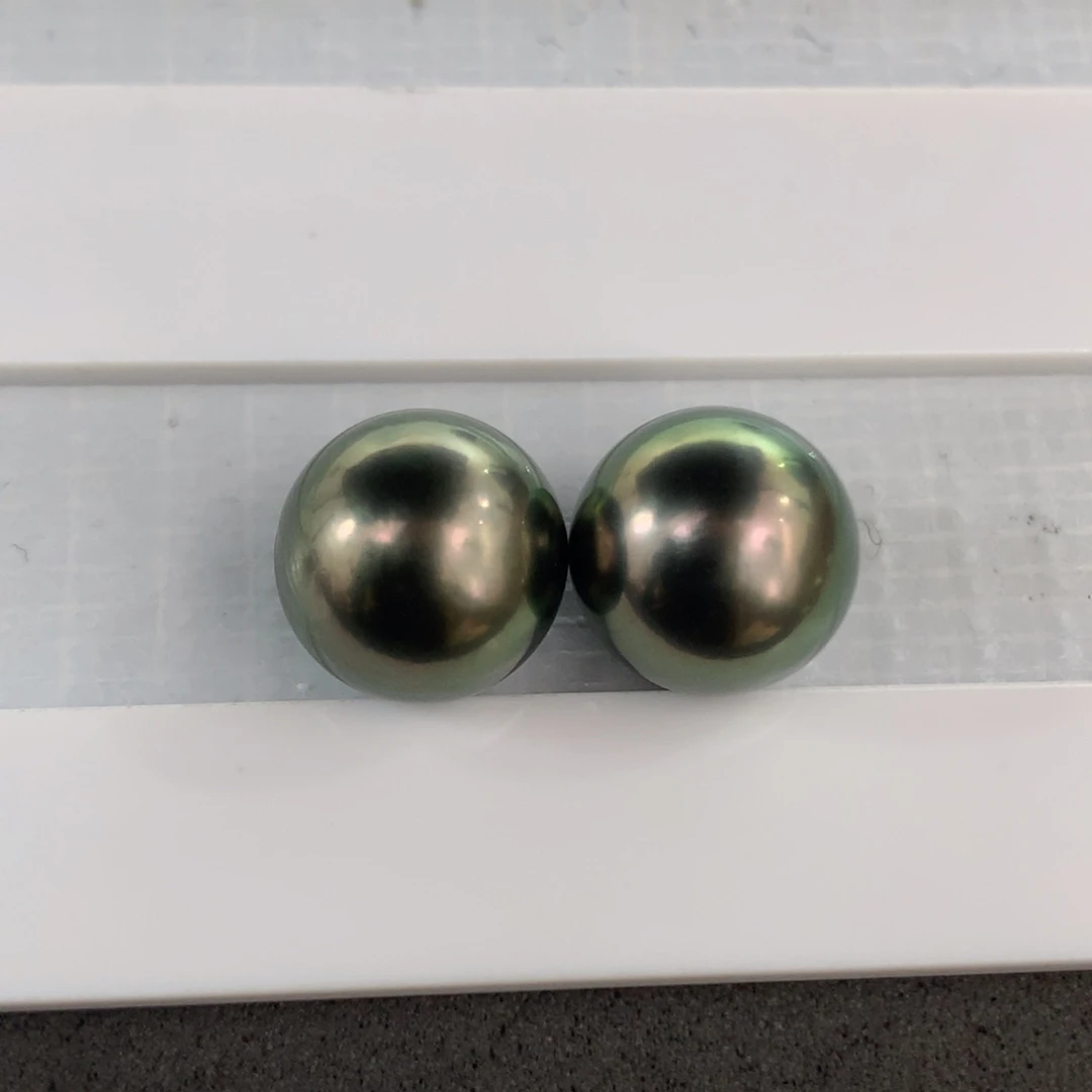 定制海水珍珠未镶嵌裸珠大溪地孔雀绿色10-11mm