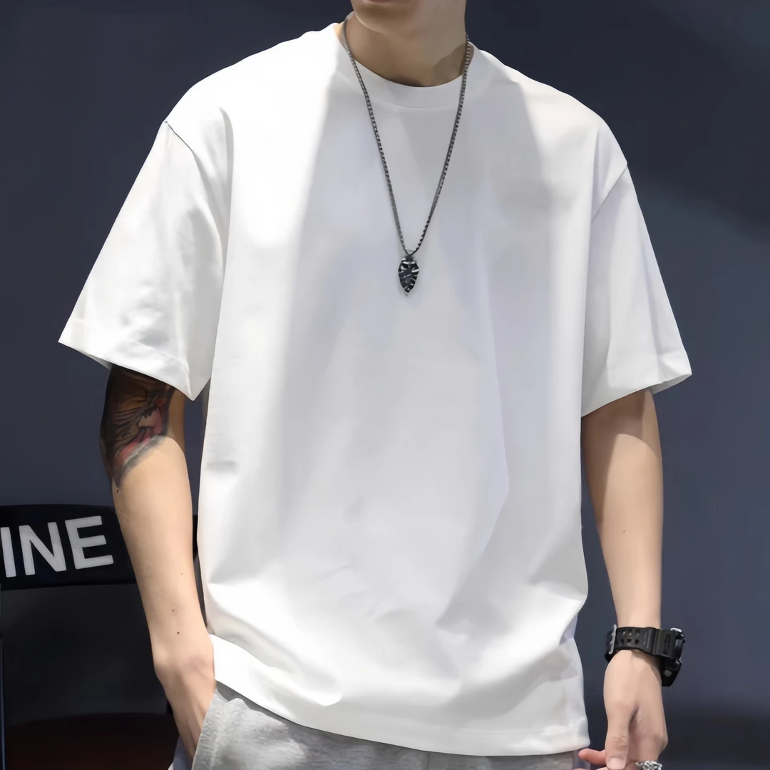 新款买一赠一经典潮流重磅夏季半袖装男高档舒适新品高端纯棉宽松
